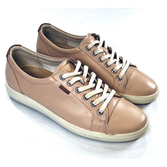 Ecco Soft 7 Shoes Womens EU 39/8-8.5 US Pink Leather Casual Comfort Sneakers - Picture 2 of 16